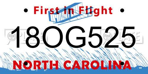 18OG525 North Carolina License Plate