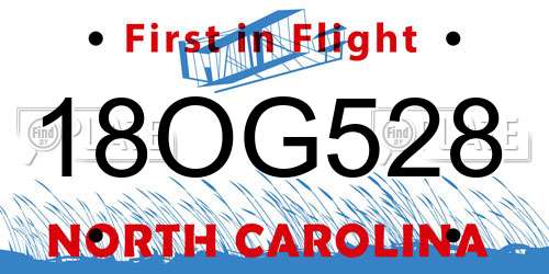 18OG528 North Carolina License Plate