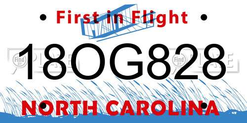 18OG828 North Carolina License Plate
