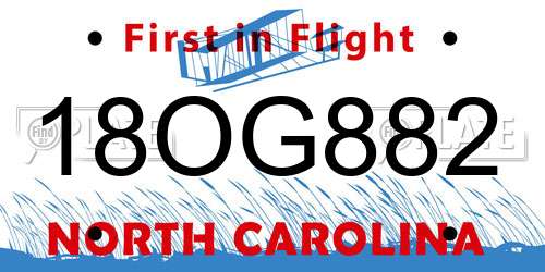 18OG882 North Carolina License Plate