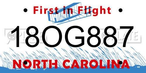 18OG887 North Carolina License Plate
