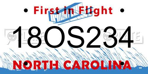 18OS234 North Carolina License Plate