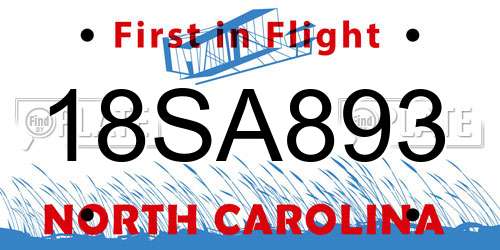 18SA893 North Carolina License Plate