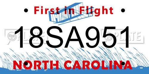18SA951 North Carolina License Plate