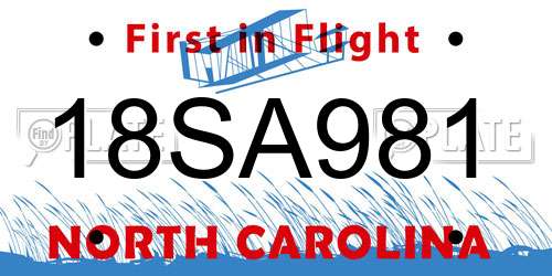18SA981 North Carolina License Plate