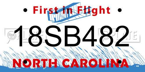 18SB482 North Carolina License Plate