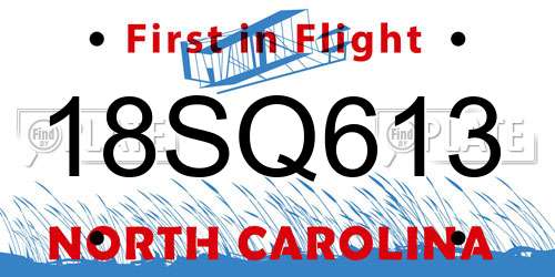 18SQ613 North Carolina License Plate