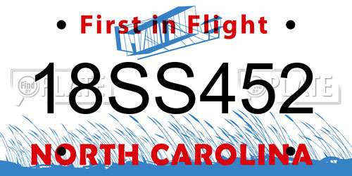 18SS452 North Carolina License Plate