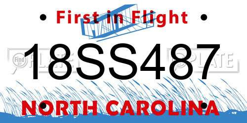 18SS487 North Carolina License Plate