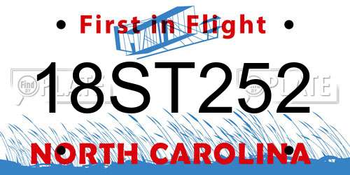 18ST252 North Carolina License Plate