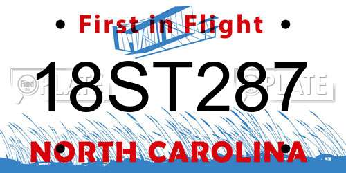 18ST287 North Carolina License Plate