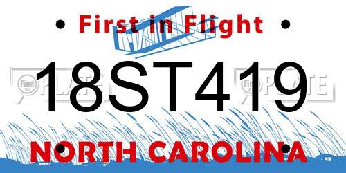 18ST419 North Carolina License Plate