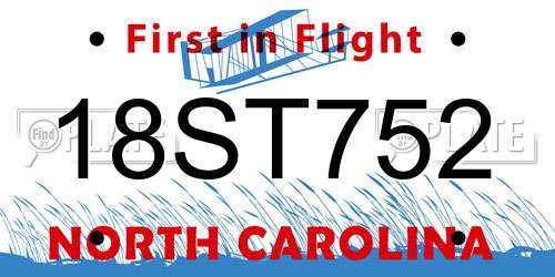 18ST752 North Carolina License Plate