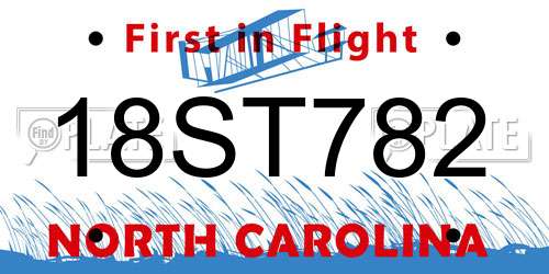 18ST782 North Carolina License Plate