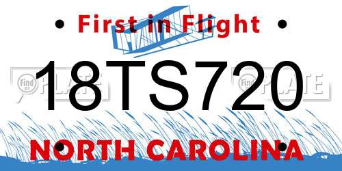 18TS720 North Carolina License Plate