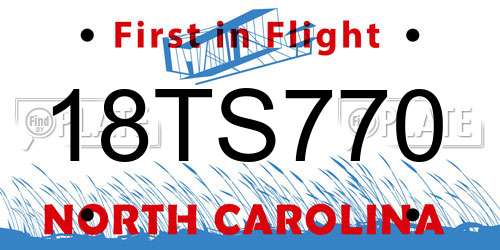 18TS770 North Carolina License Plate