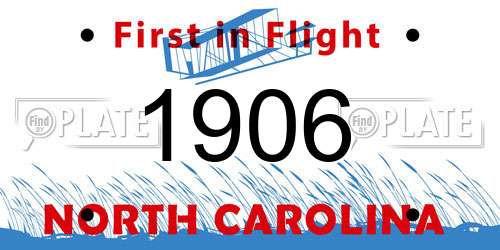 1906 North Carolina License Plate
