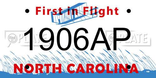 1906AP North Carolina License Plate