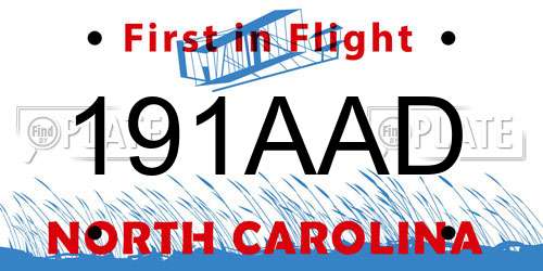 191AAD North Carolina License Plate