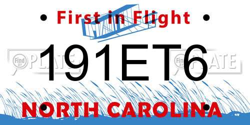 191ET6 North Carolina License Plate