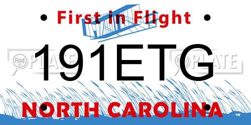 191ETG North Carolina License Plate
