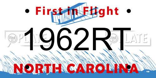1962RT North Carolina License Plate