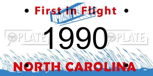 1990 North Carolina License Plate