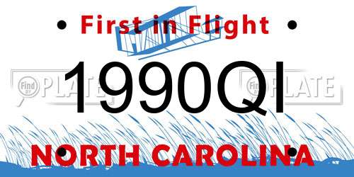 1990QI North Carolina License Plate