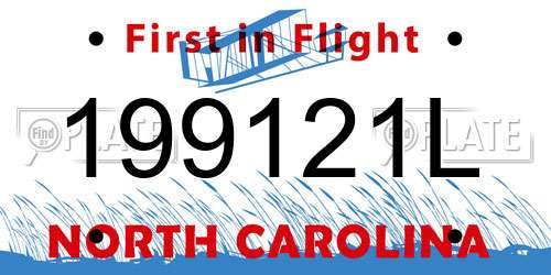 199121L North Carolina License Plate