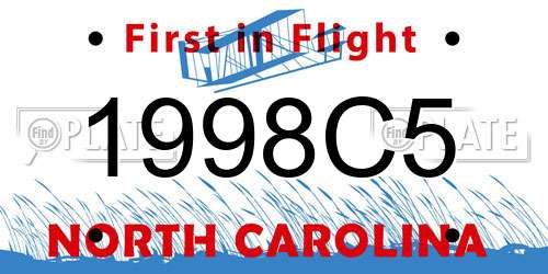 1998C5 North Carolina License Plate
