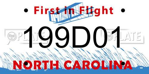 199D01 North Carolina License Plate