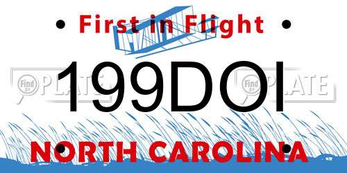 199DOI North Carolina License Plate