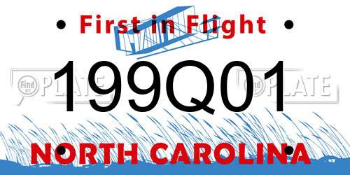 199Q01 North Carolina License Plate
