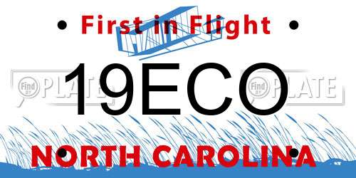 19ECO North Carolina License Plate