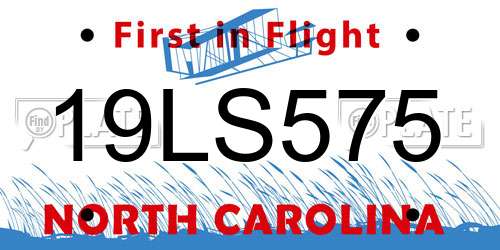 19LS575 North Carolina License Plate