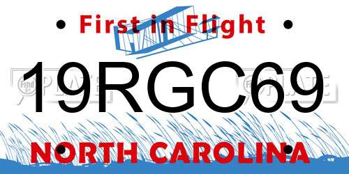 19RGC69 North Carolina License Plate