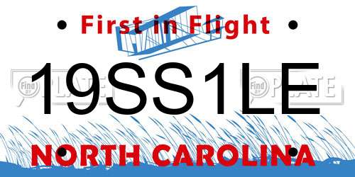 19SS1LE North Carolina License Plate