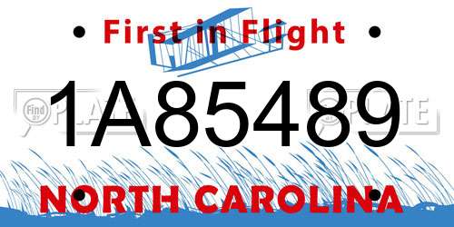 1A85489 North Carolina License Plate