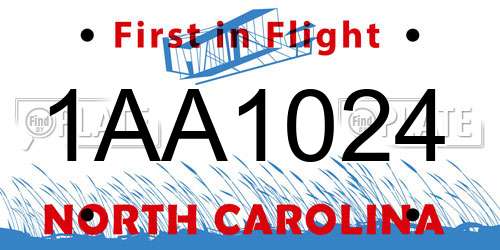 1AA1024 North Carolina License Plate