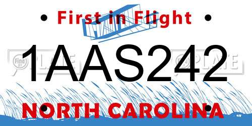 1AAS242 North Carolina License Plate