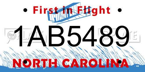1AB5489 North Carolina License Plate
