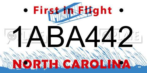 1ABA442 North Carolina License Plate