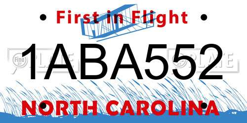 1ABA552 North Carolina License Plate