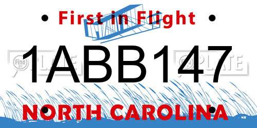 1ABB147 North Carolina License Plate