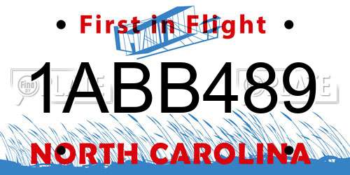 1ABB489 North Carolina License Plate