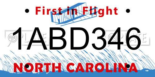 1ABD346 North Carolina License Plate