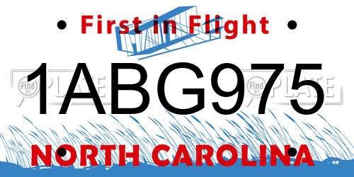 1ABG975 North Carolina License Plate