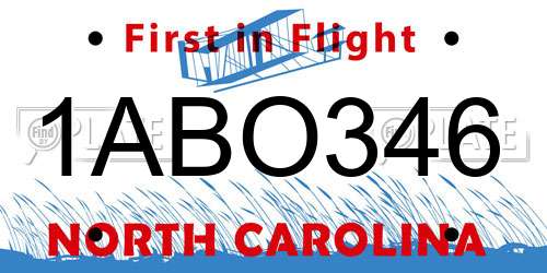 1ABO346 North Carolina License Plate
