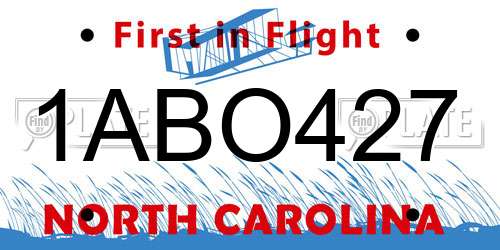 1ABO427 North Carolina License Plate