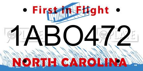 1ABO472 North Carolina License Plate